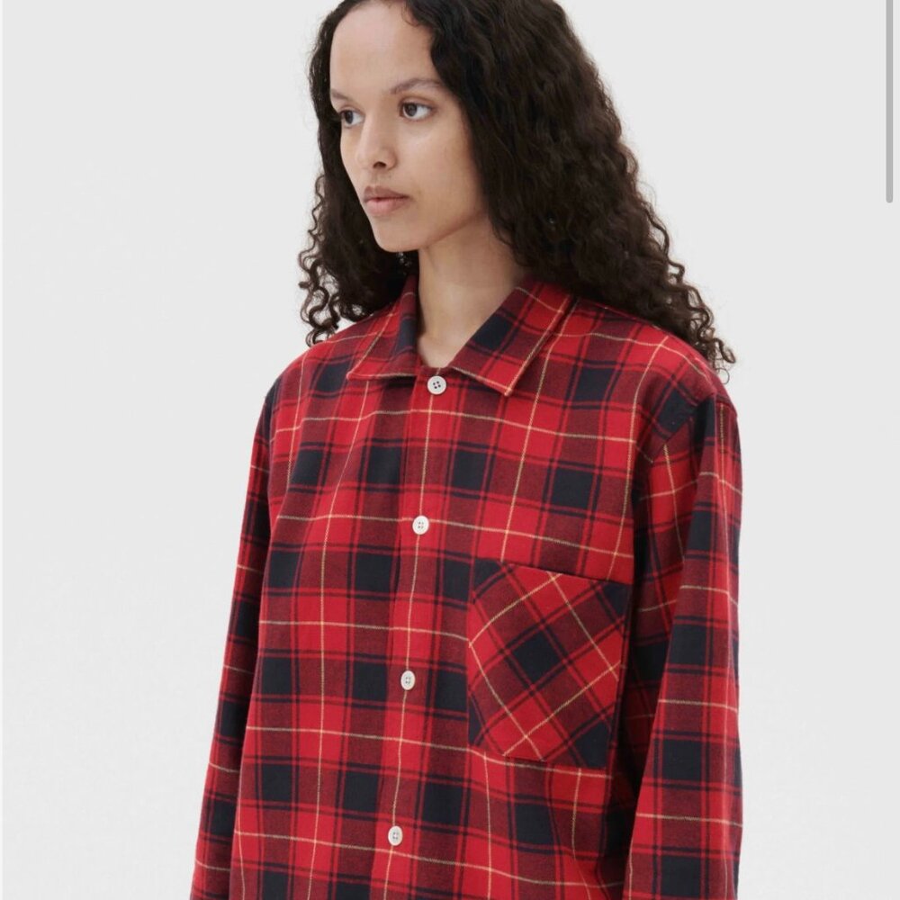 TEKLA Flannel loungewear long-sleeved shirt